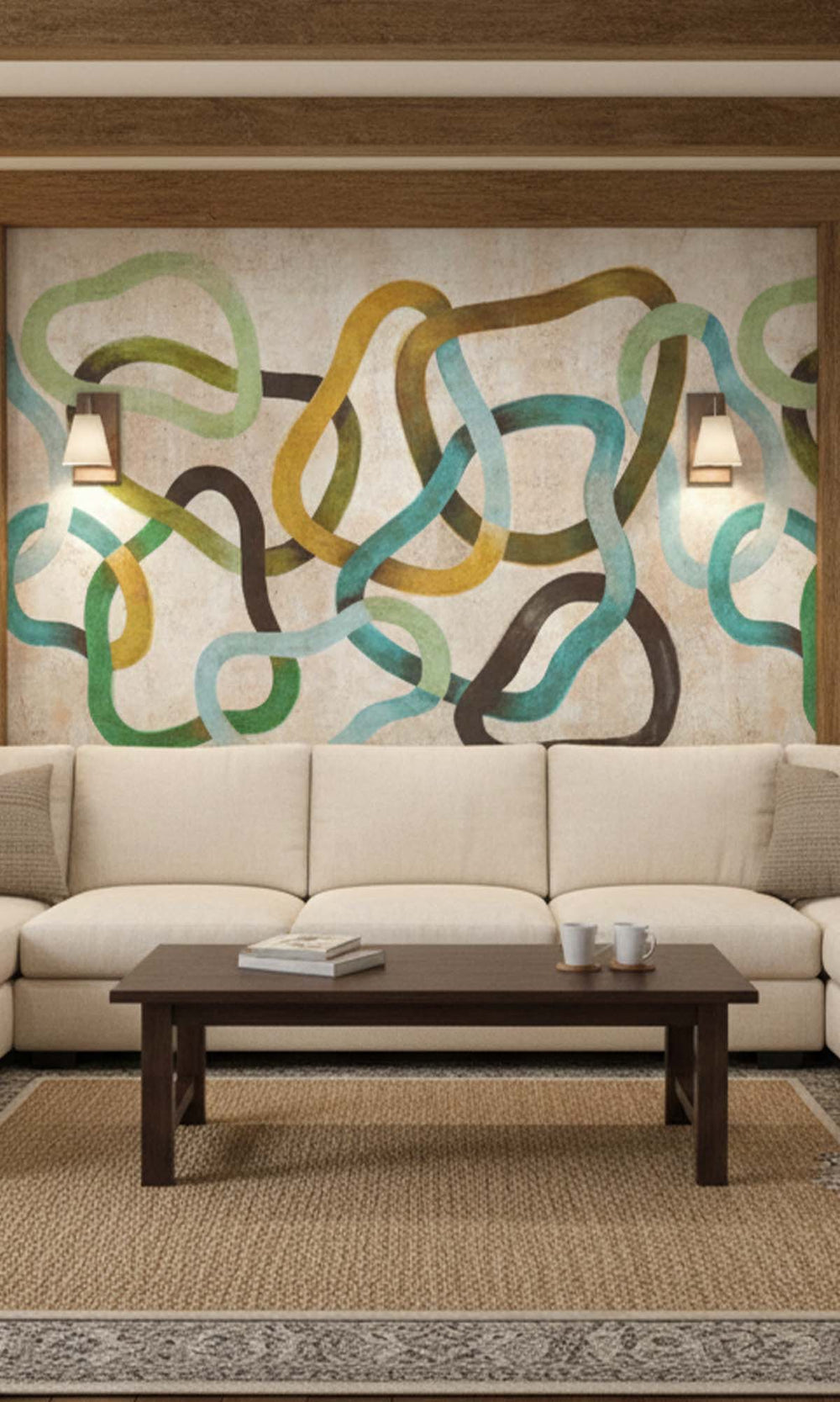 Atlantique Geometric Abstract Residential Mural RM9107
