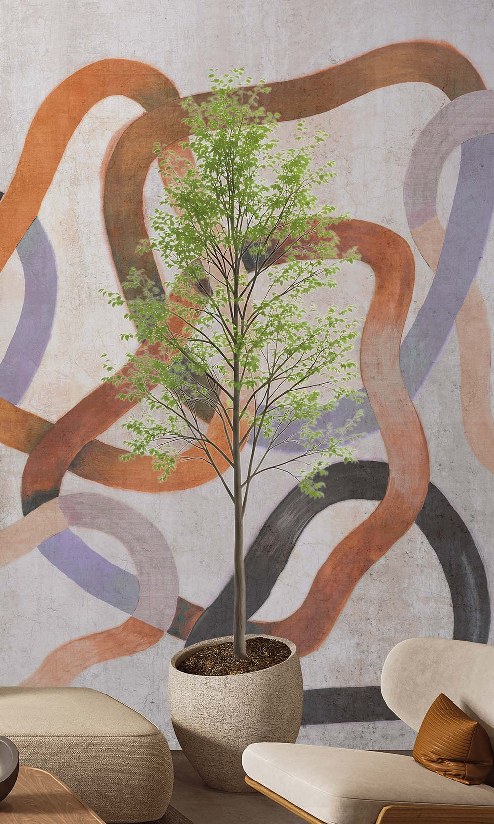 Terra  Geometric Abstract Residential Mural RM9108