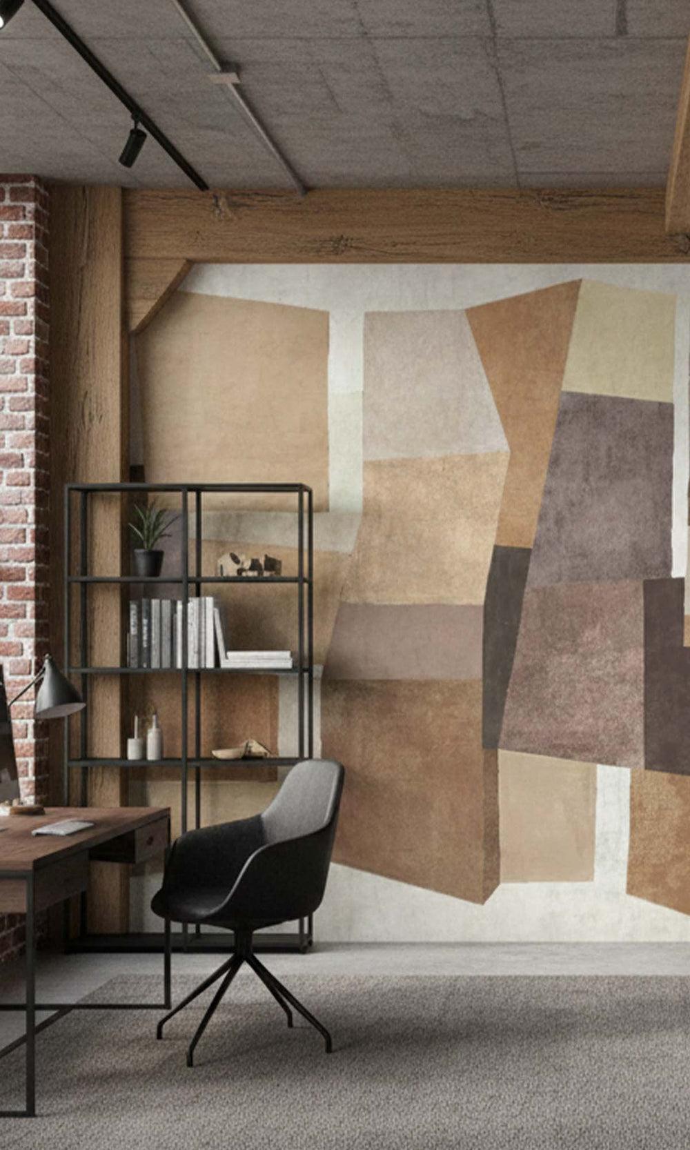 Soft Sand Geometric Collage Residential Mural RM9111