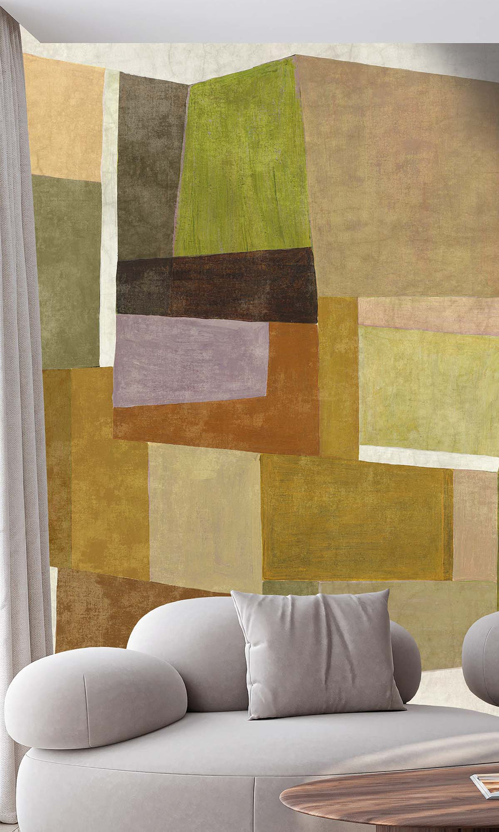 Lime Geometric Collage Residential Mural RM9112