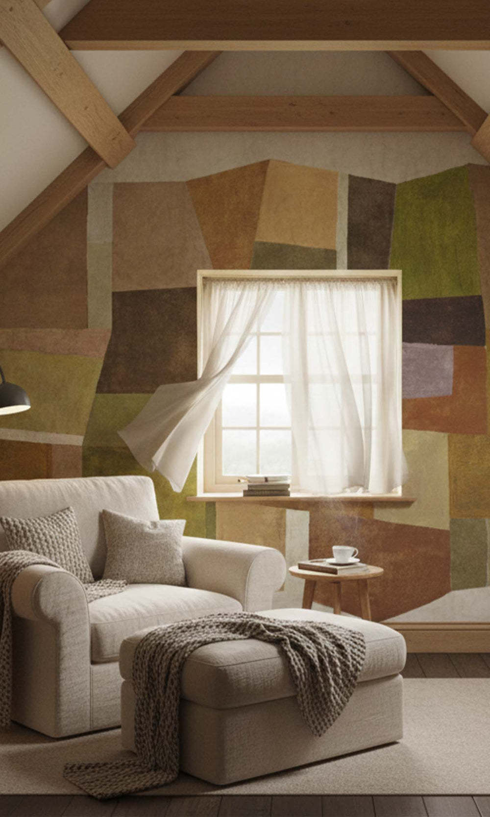 Lime Geometric Collage Residential Mural RM9112