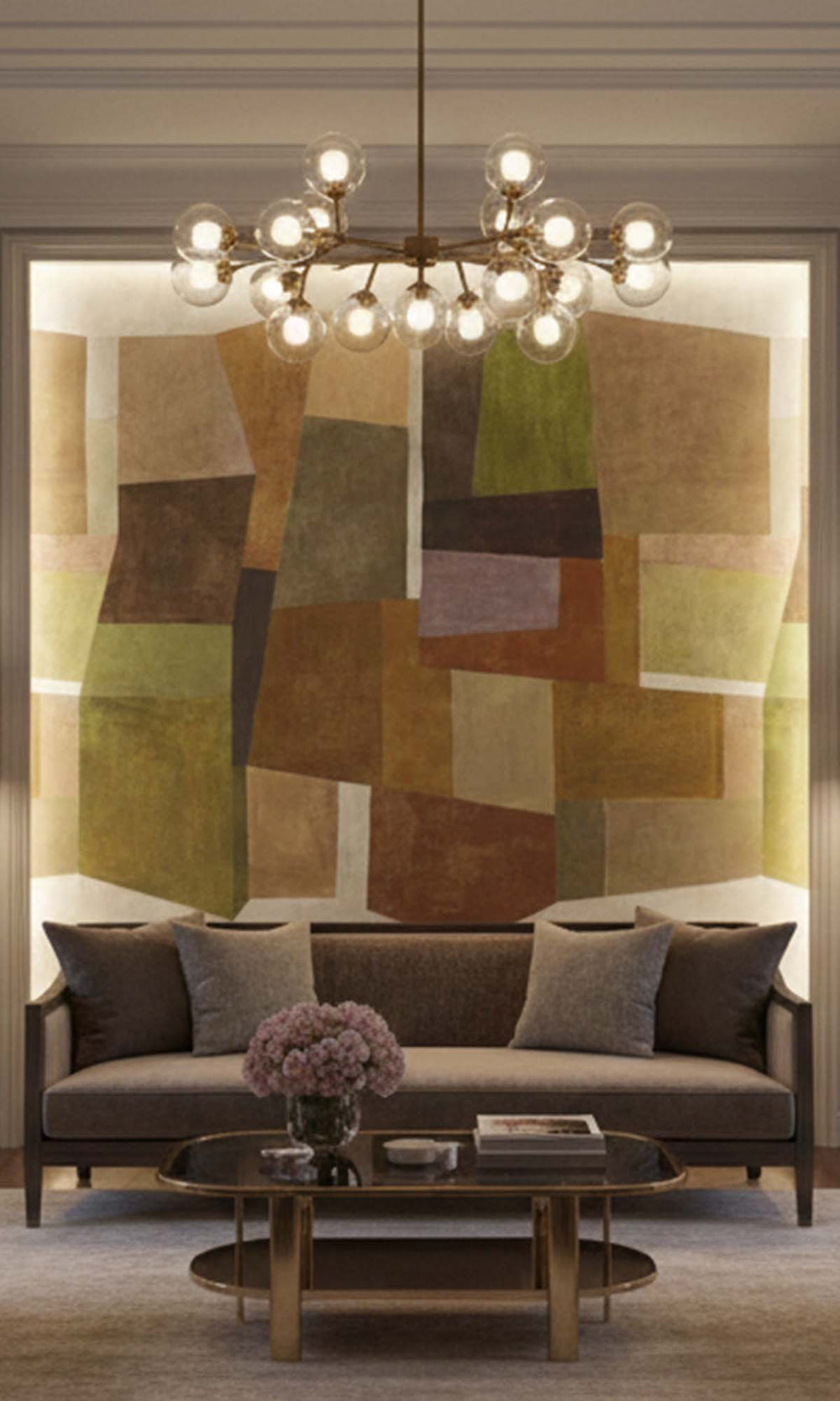 Lime Geometric Collage Residential Mural RM9112