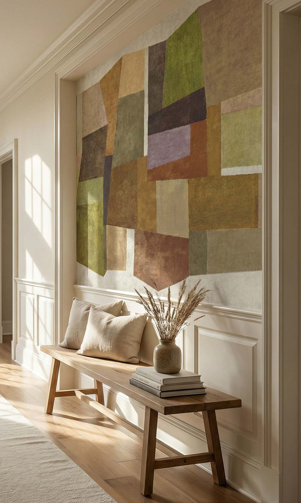 Lime Geometric Collage Residential Mural RM9112