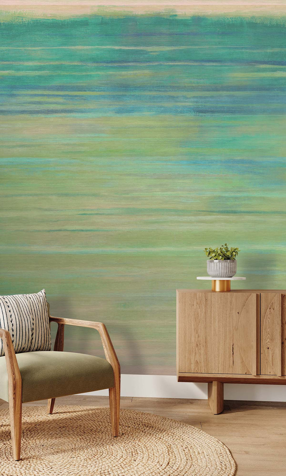 Glade Green Horizontal Ombre Residential Mural RM9113