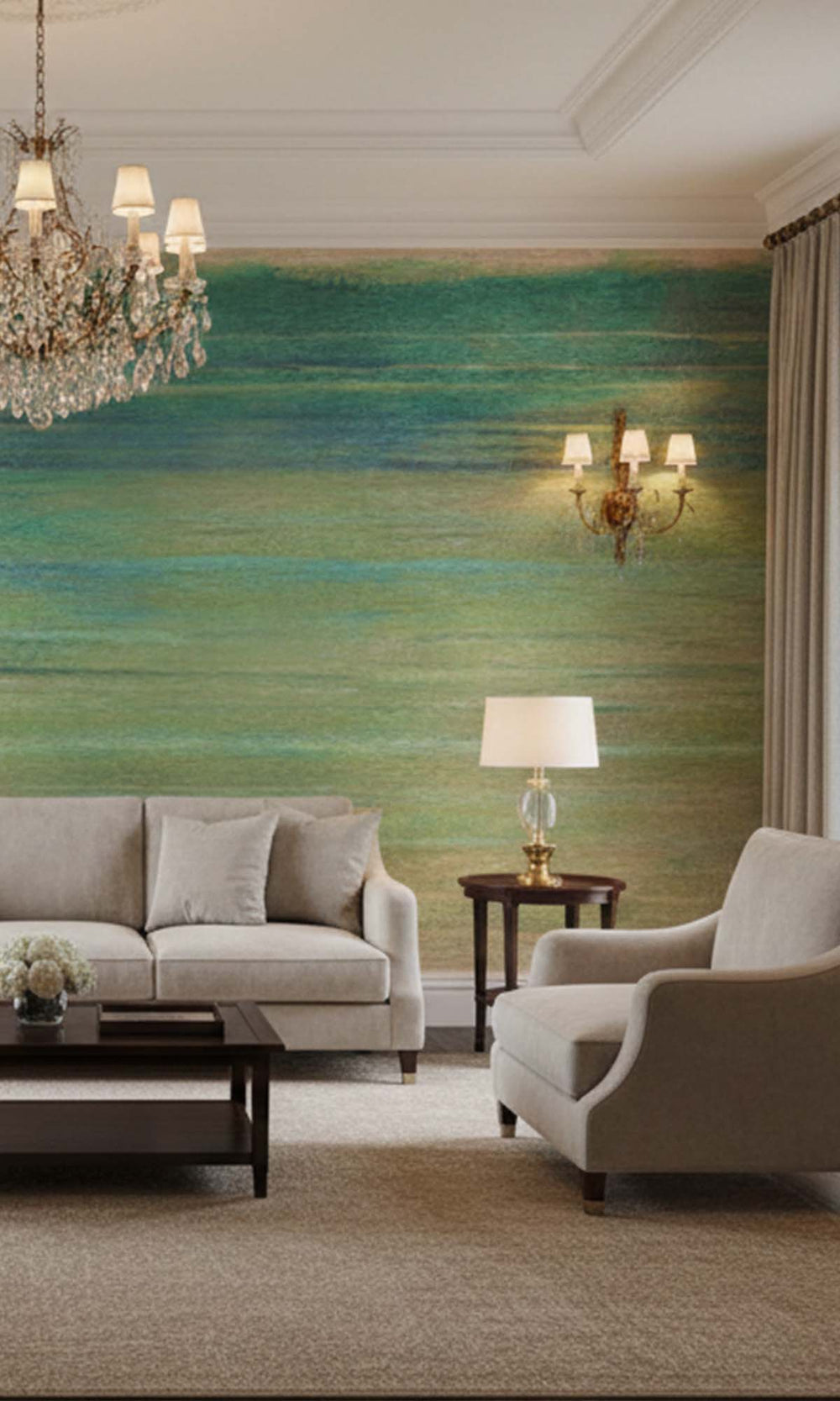 Glade Green Horizontal Ombre Residential Mural RM9113