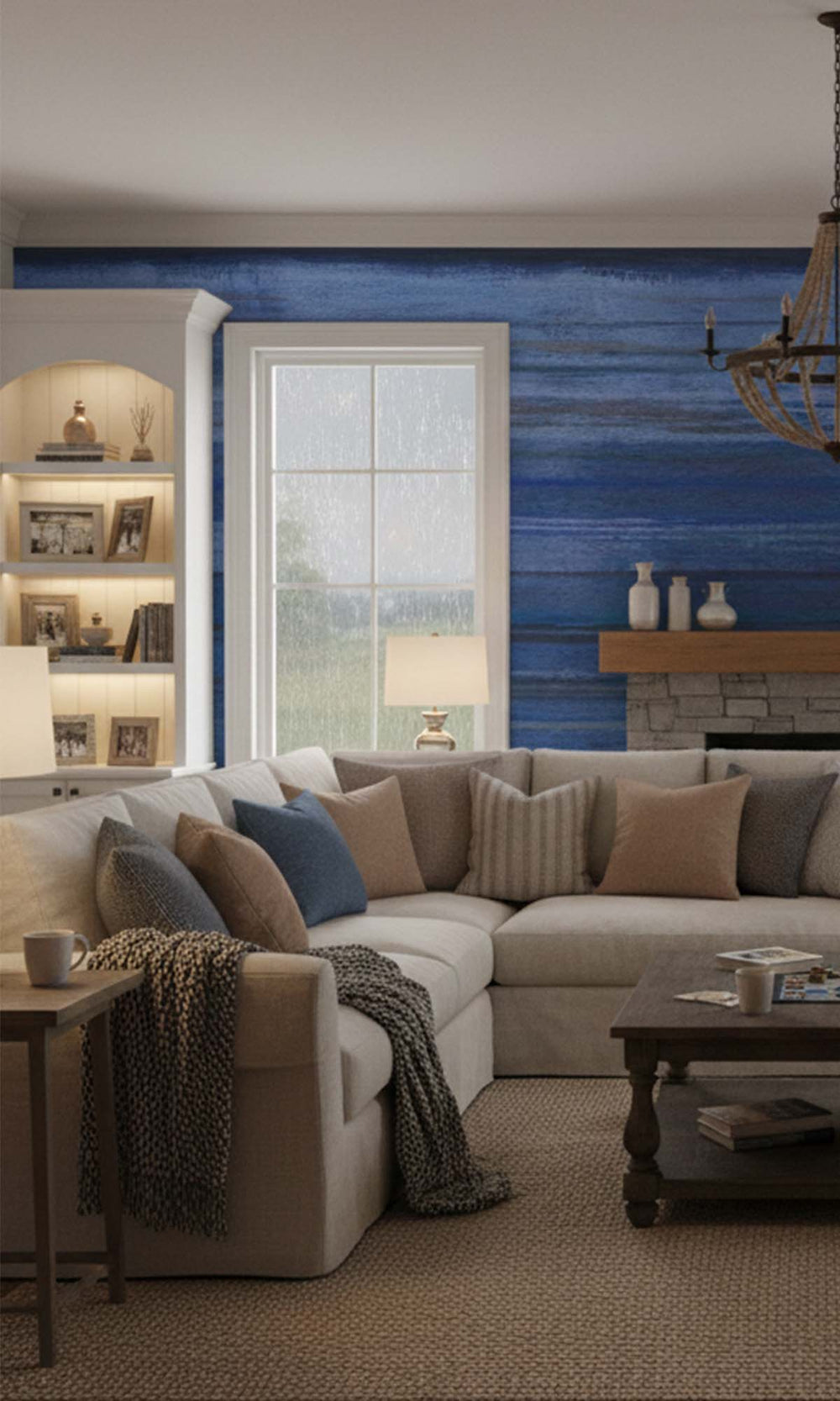 Indigo  Horizontal Ombre Residential Mural RM9114