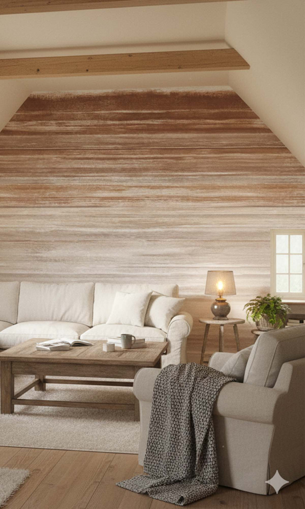 Greige Horizontal Ombre Residential Mural RM9115