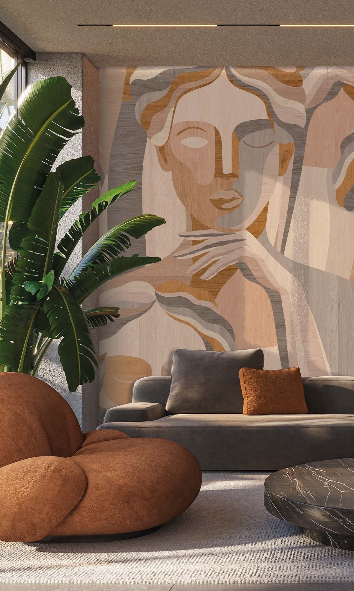 Terra  Modern Marquetry Residential Mural RM9119