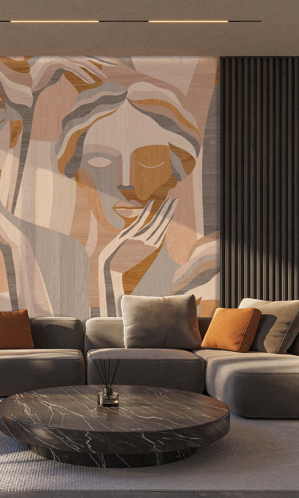 Terra  Modern Marquetry Residential Mural RM9119