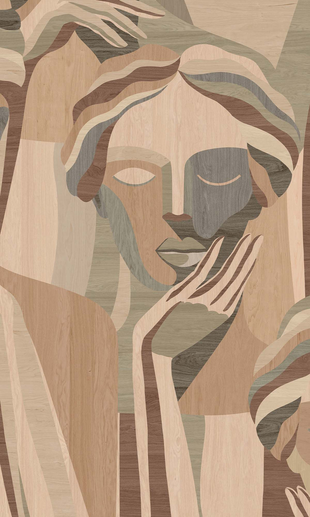 Terracotta Sand Modern Marquetry Residential Mural RM9120