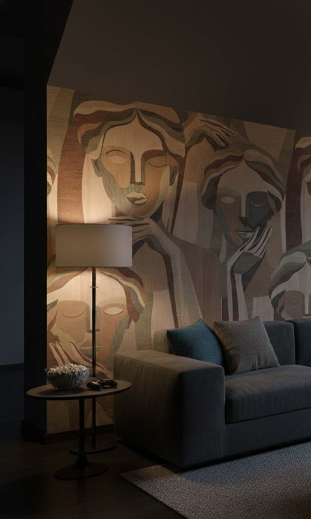 Terracotta Sand Modern Marquetry Residential Mural RM9120
