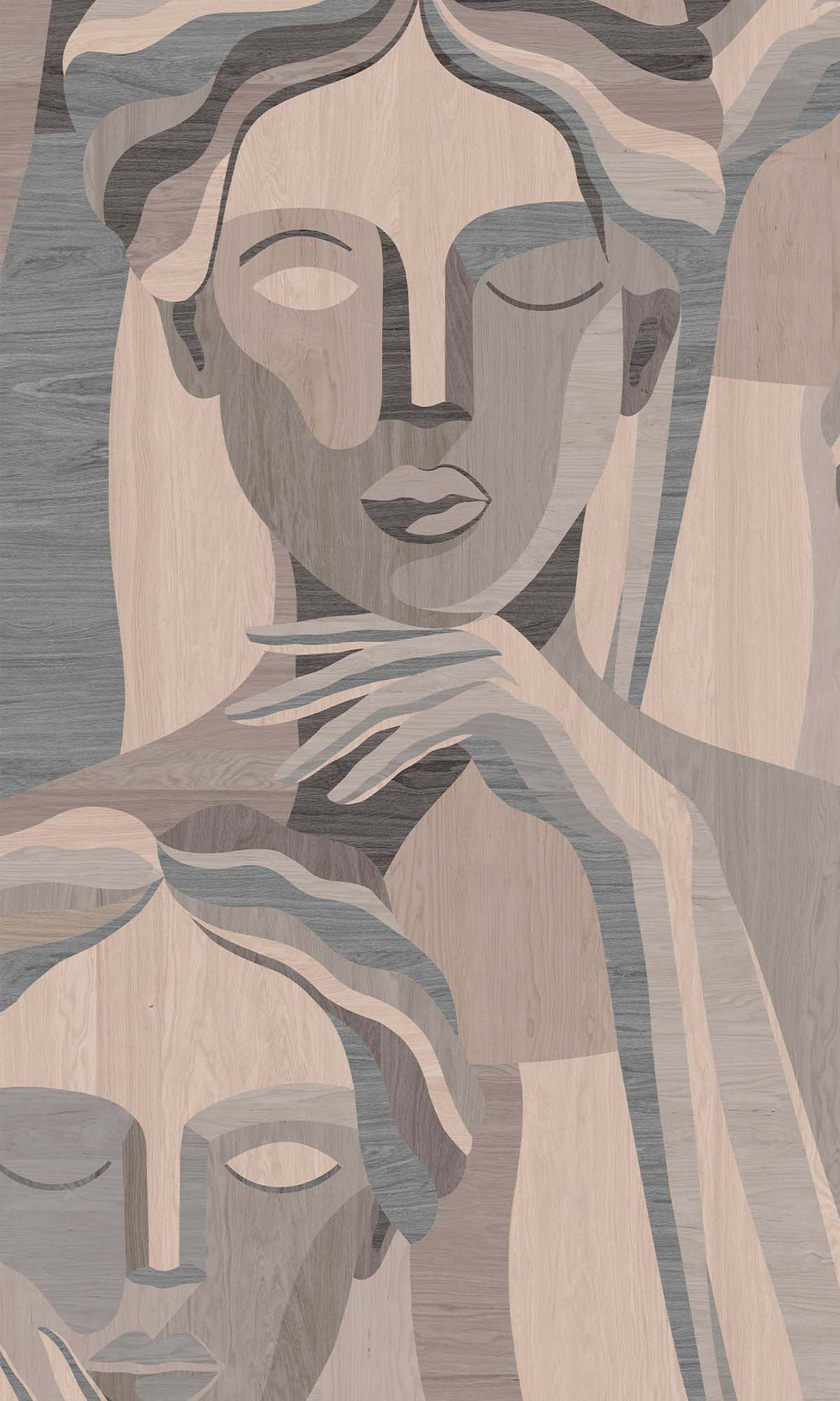 Platinum Granite Modern Marquetry Residential Mural RM9121