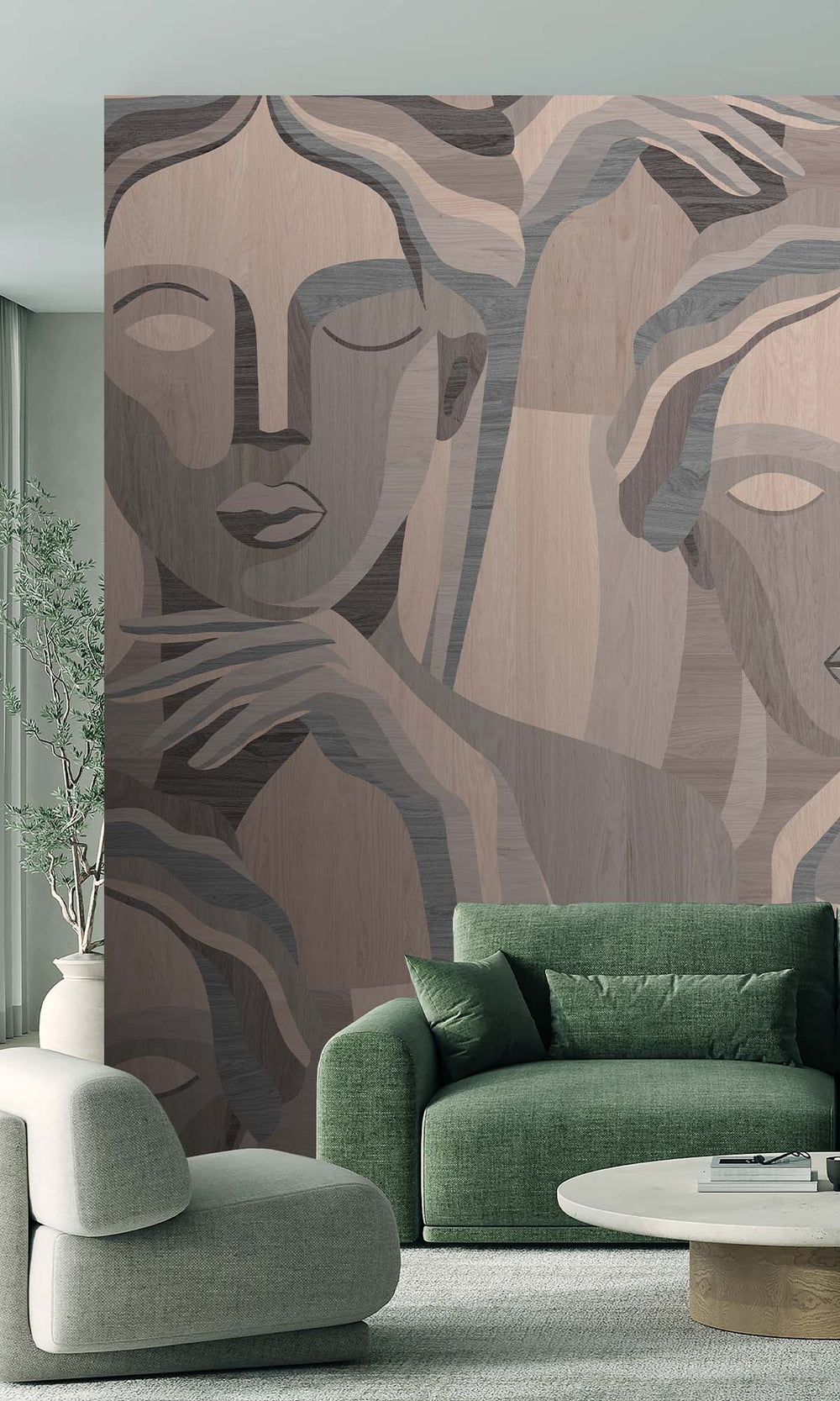 Platinum Granite Modern Marquetry Residential Mural RM9121