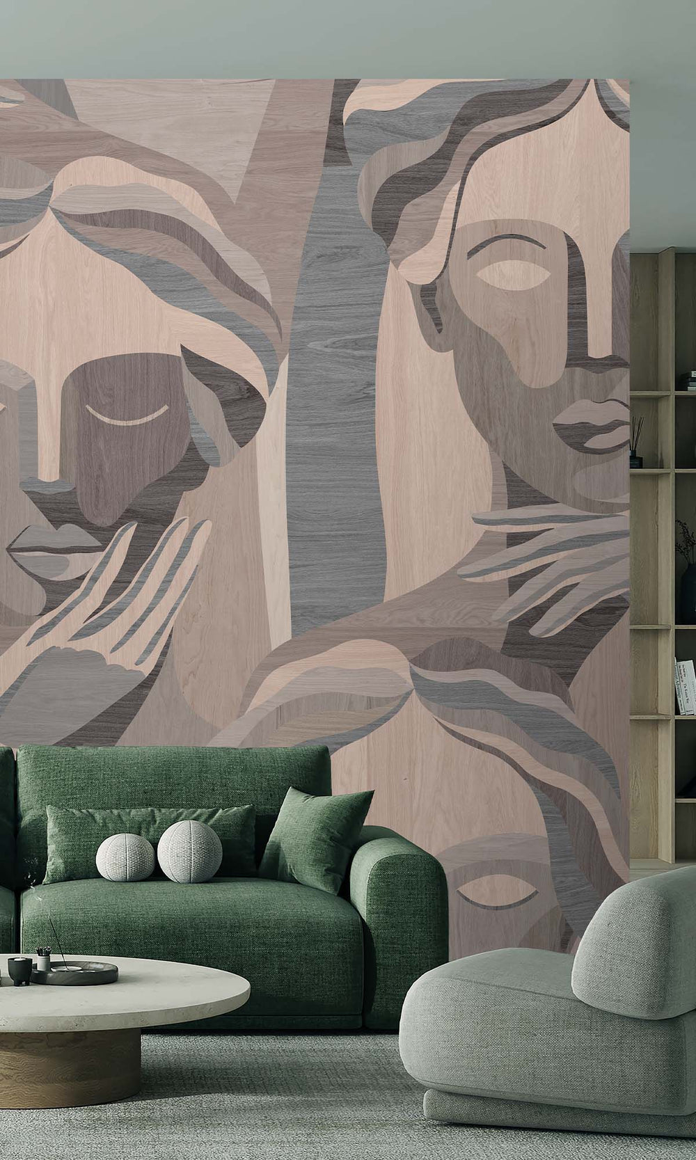 Platinum Granite Modern Marquetry Residential Mural RM9121