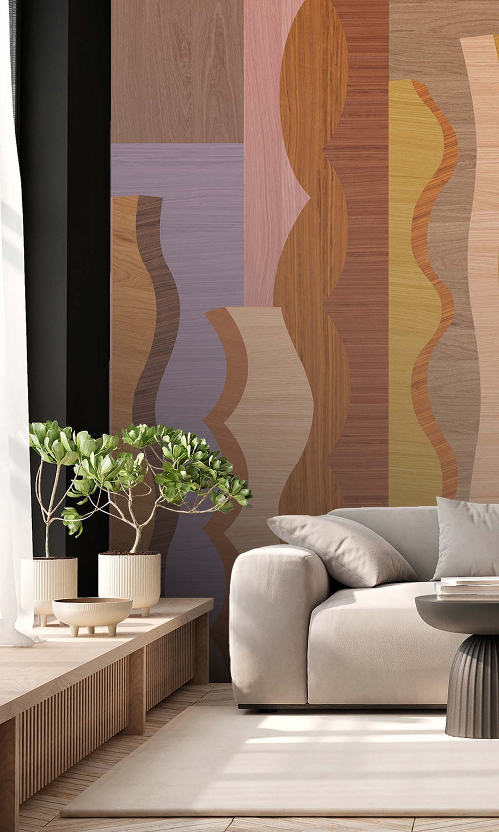 Geel Abstract Wood Grain Residential Mural RM9123