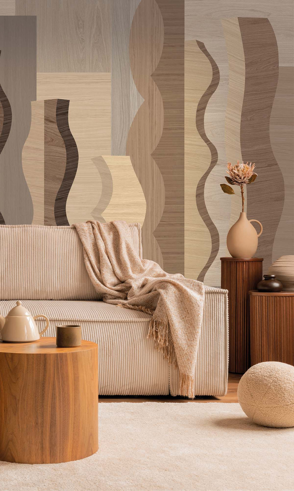 Linnen  Abstract Wood Grain Residential Mural RM9124