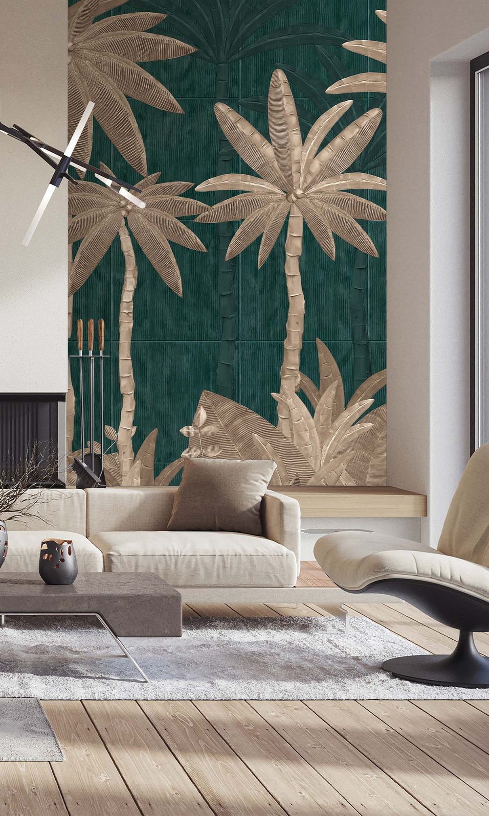 Gable Green Tropical Palm Leaf Residential Mural RM9125