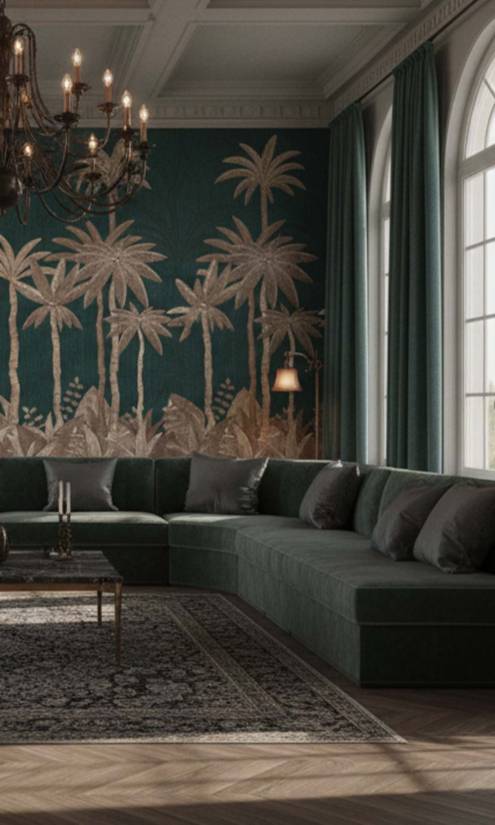 Gable Green Tropical Palm Leaf Residential Mural RM9125