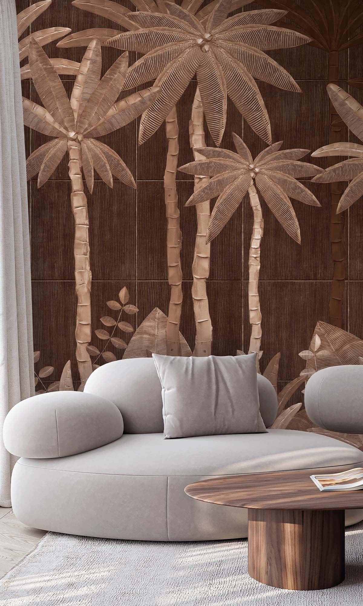Scorched Terra  Tropical Palm Leaf Residential Mural RM9126