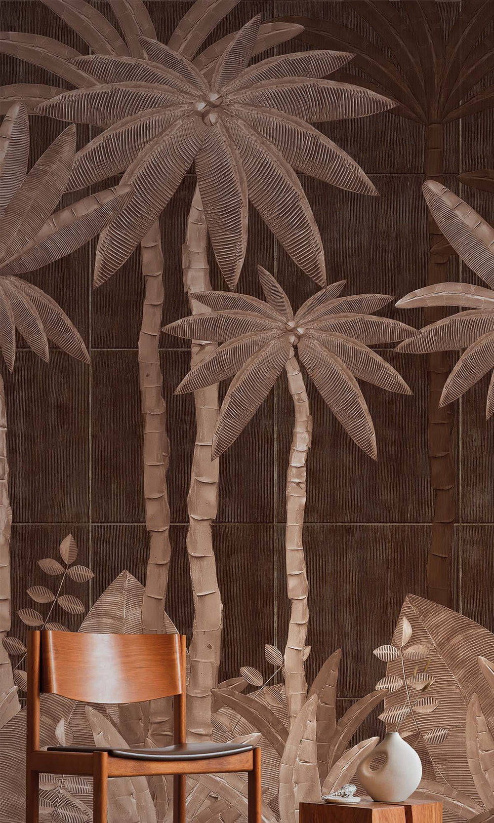 Scorched Terra  Tropical Palm Leaf Residential Mural RM9126