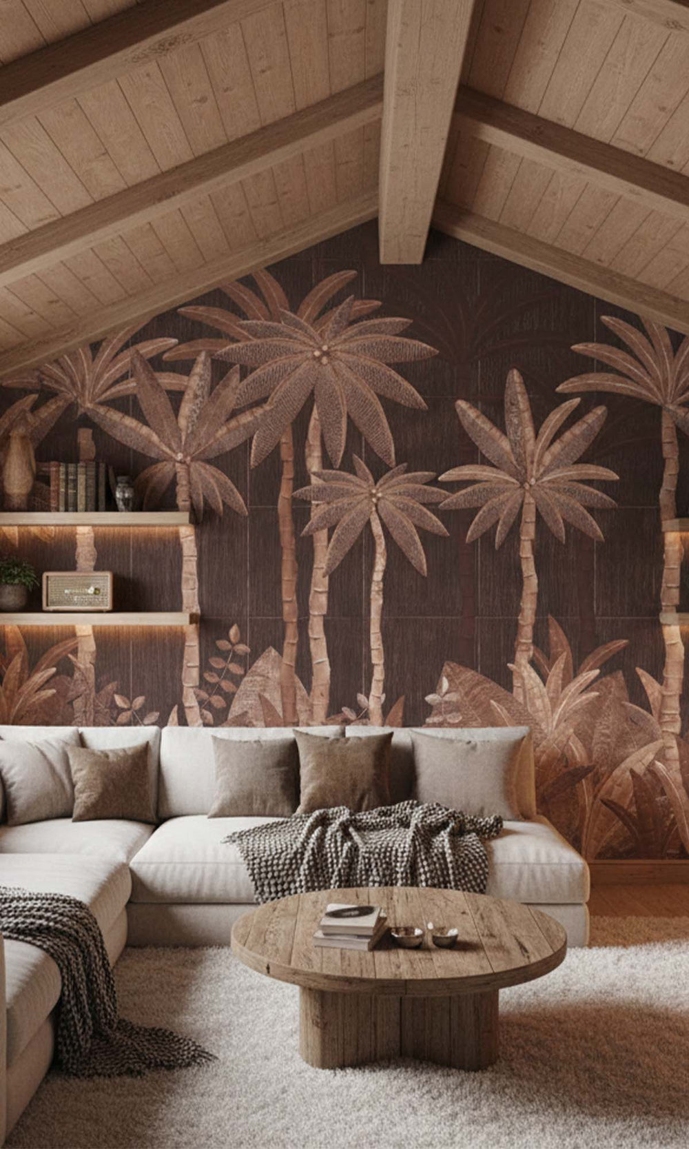 Scorched Terra  Tropical Palm Leaf Residential Mural RM9126