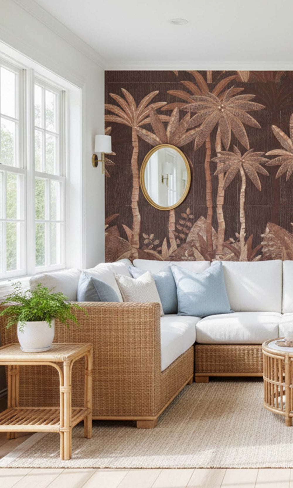 Scorched Terra  Tropical Palm Leaf Residential Mural RM9126