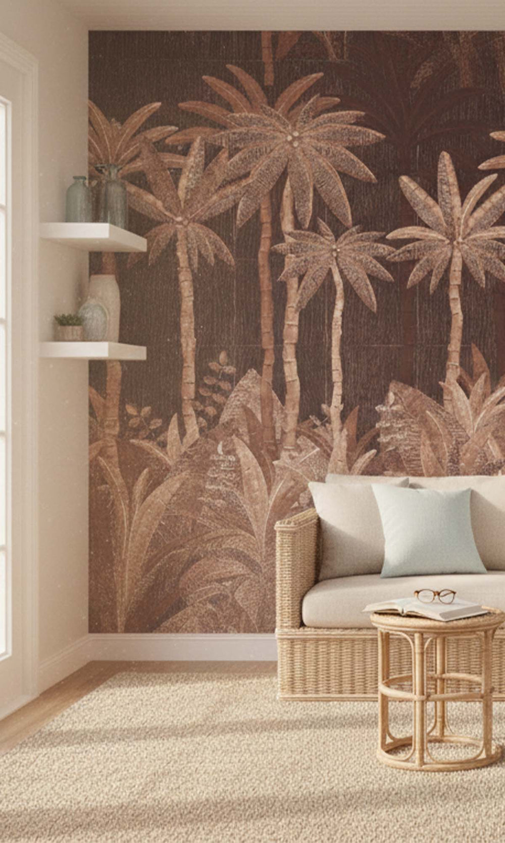 Scorched Terra  Tropical Palm Leaf Residential Mural RM9126