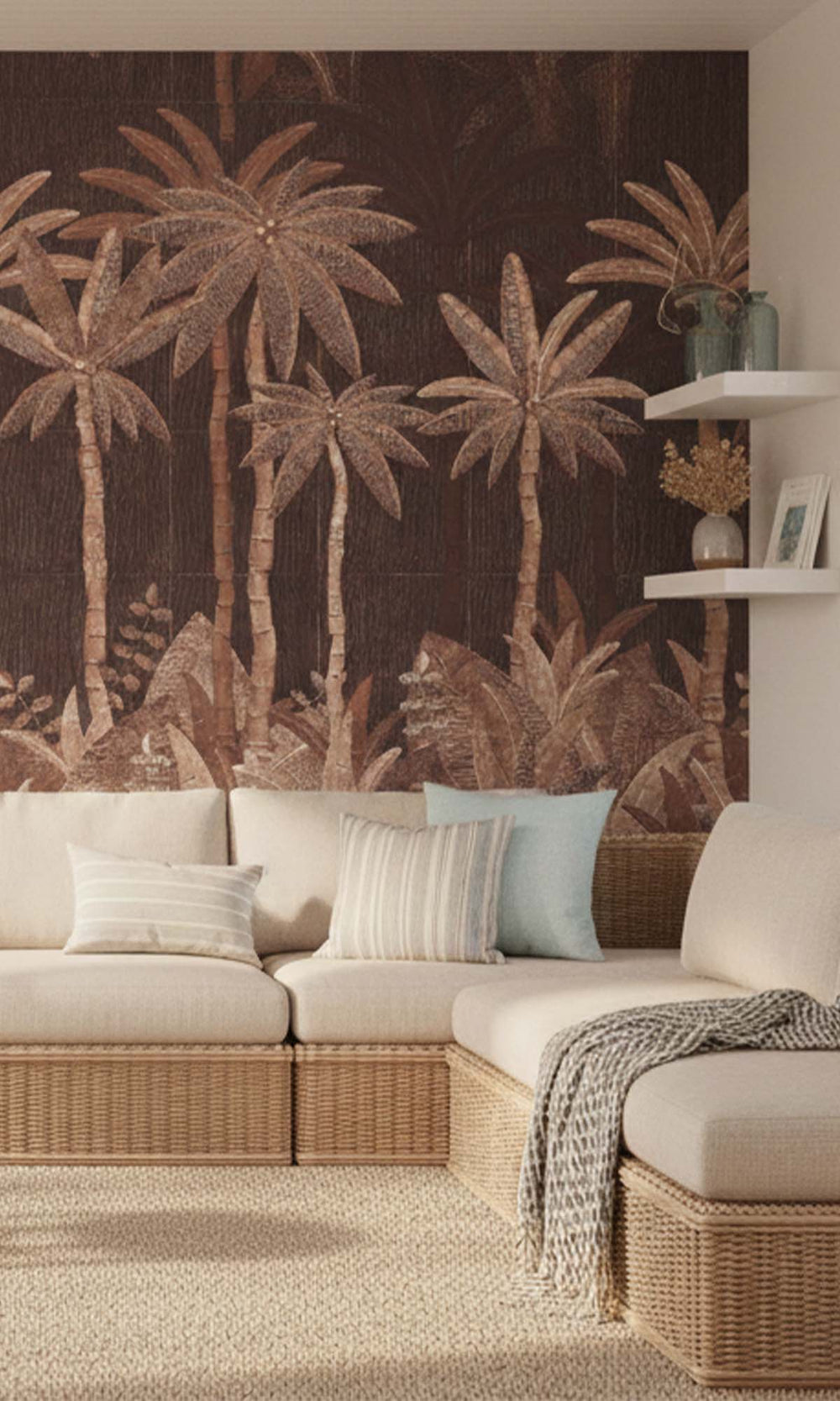 Scorched Terra  Tropical Palm Leaf Residential Mural RM9126
