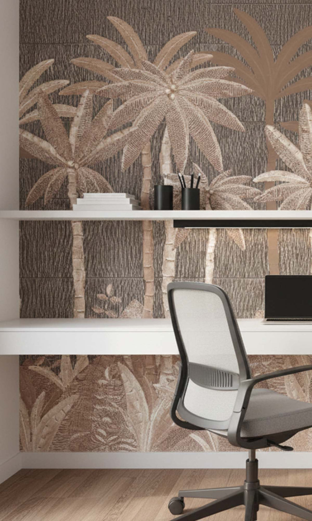 Eggshell Tropical Palm Leaf Residential Mural RM9127