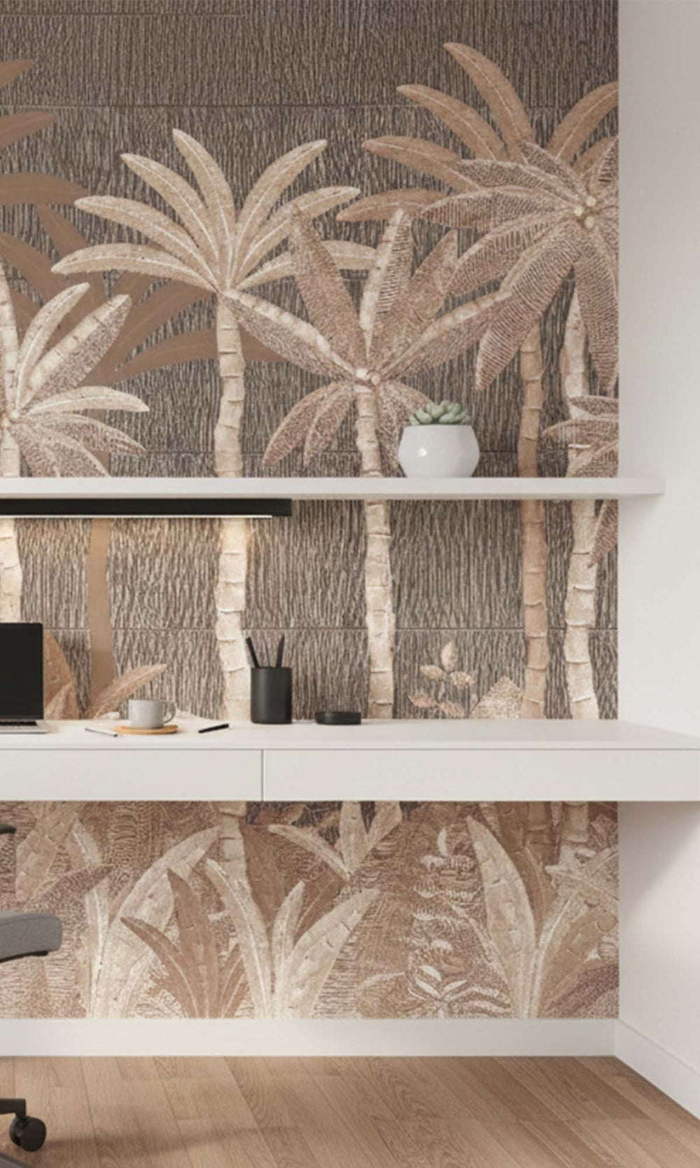 Eggshell Tropical Palm Leaf Residential Mural RM9127