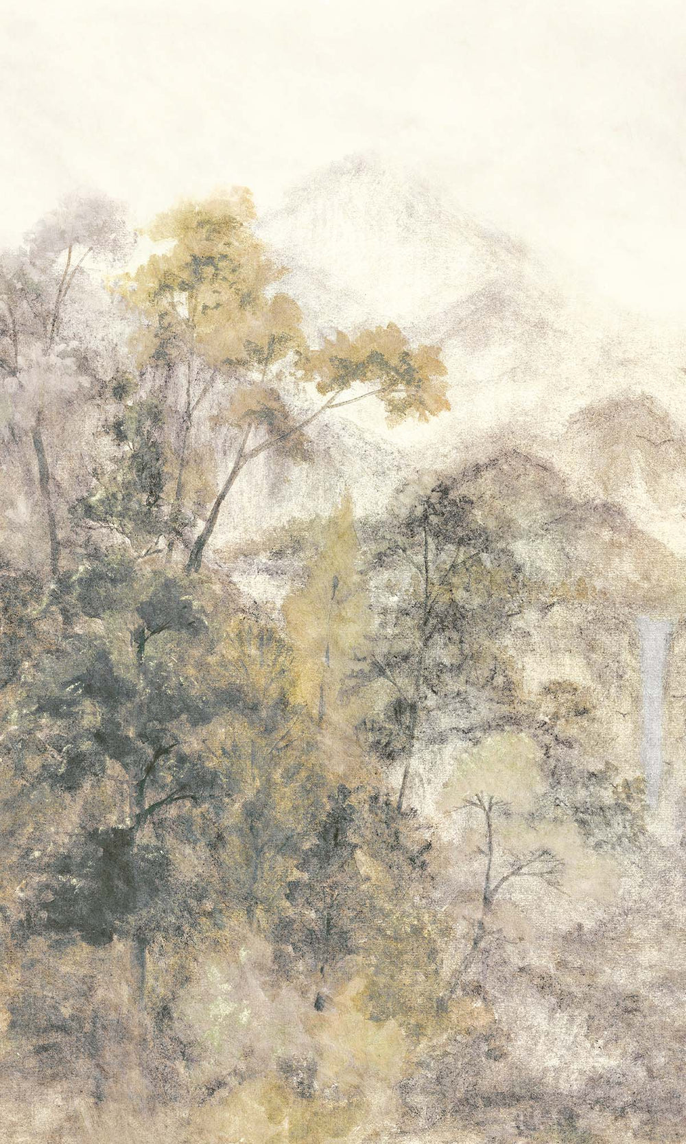 Aquarelle Beige Watercolor Tropical Landscape Residential Mural RM9128