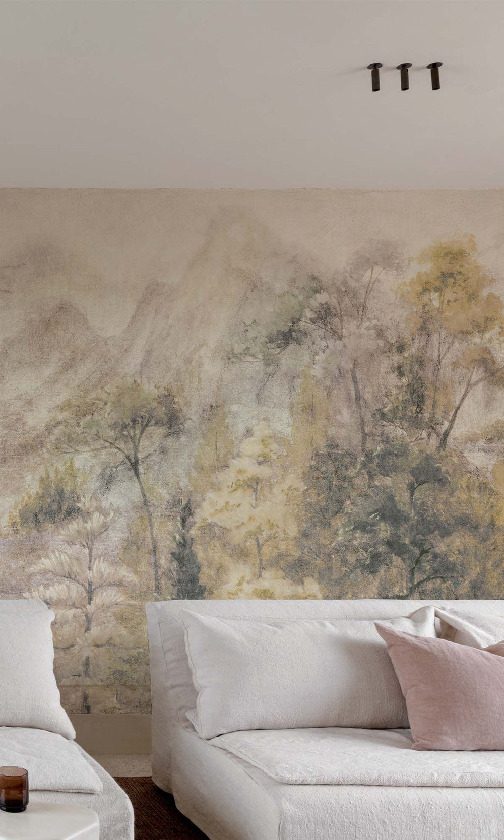 Aquarelle Beige Watercolor Tropical Landscape Residential Mural RM9128