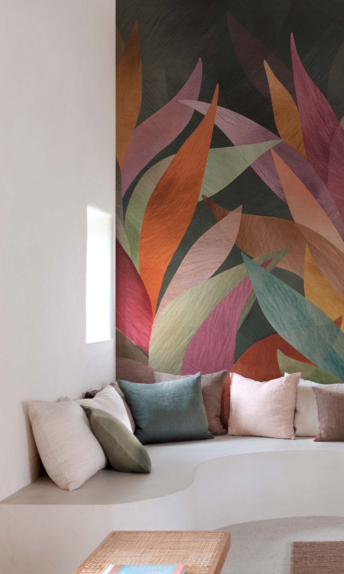 Multi Overlapping Organic Leaves Residential Mural RM9129