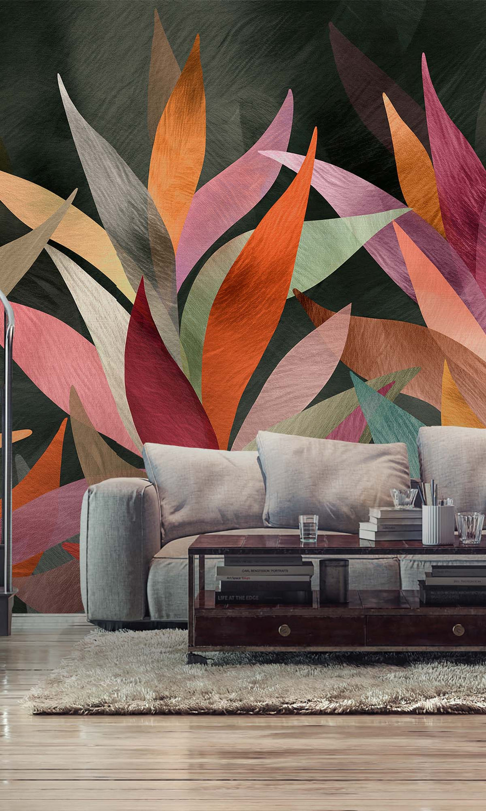 Multi Overlapping Organic Leaves Residential Mural RM9129