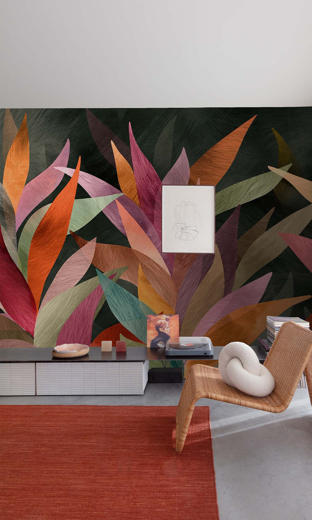 Multi Overlapping Organic Leaves Residential Mural RM9129