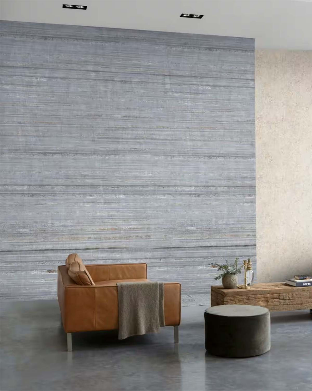 Mirage Grey Corrugated Metal Effect Residential Mural RM9131