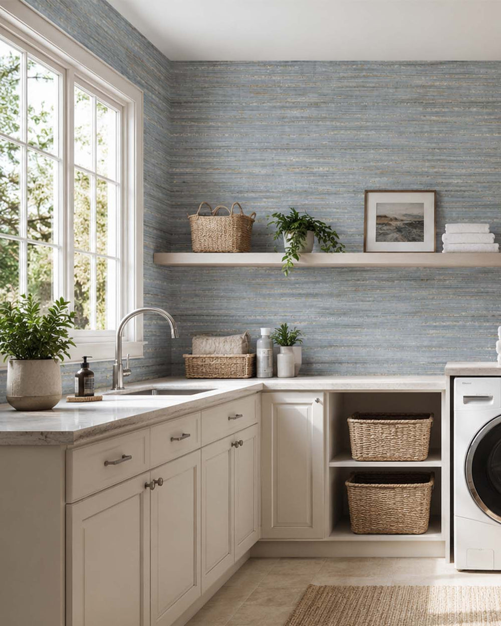 Mirage Grey Corrugated Metal Effect Residential Mural RM9131