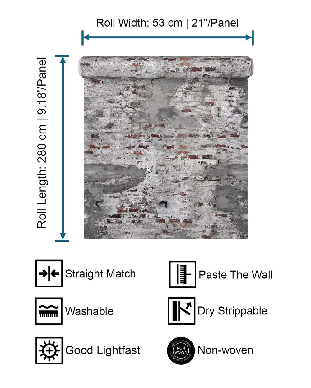 Spanish Grey Old Brick Print Residential Mural RM9133