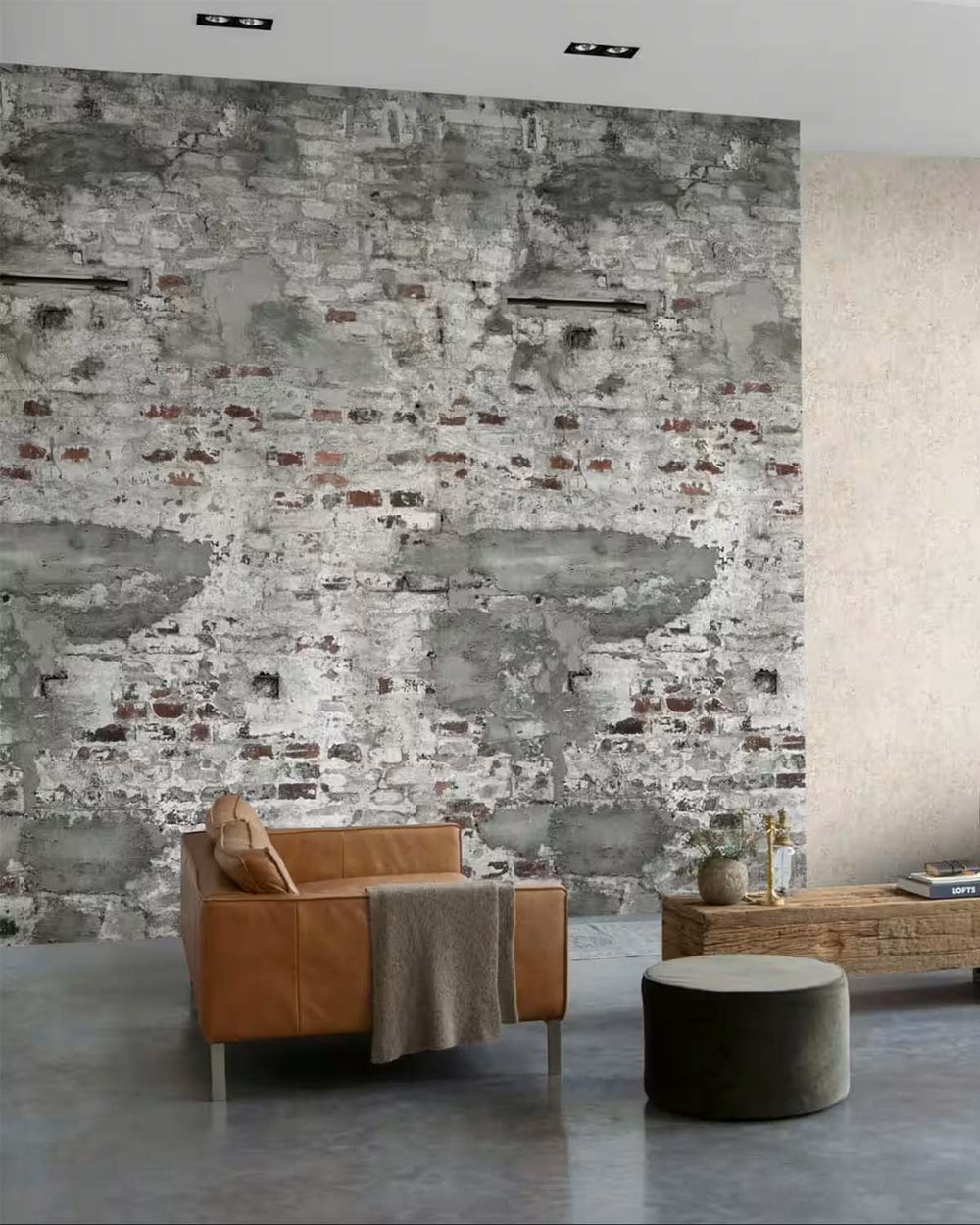 Spanish Grey Old Brick Print Residential Mural RM9133