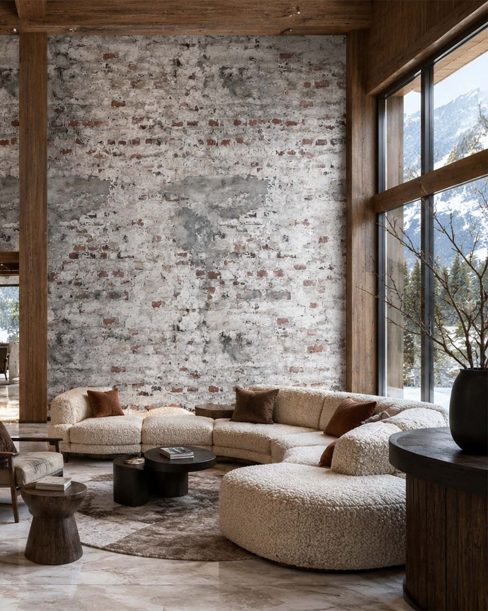 Spanish Grey Old Brick Print Residential Mural RM9133