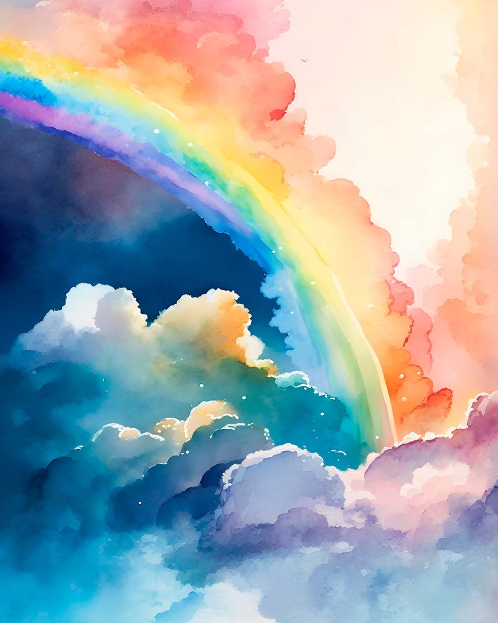 Macragge Blue Magical Dreamy Sky Watercolor Rainbow Residential Mural RM9137