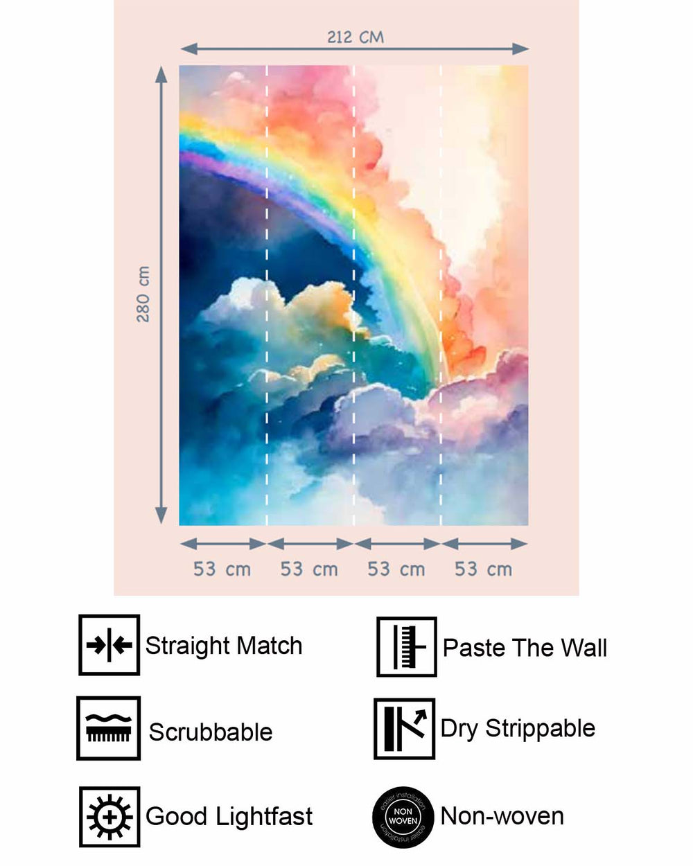 Macragge Blue Magical Dreamy Sky Watercolor Rainbow Residential Mural RM9137
