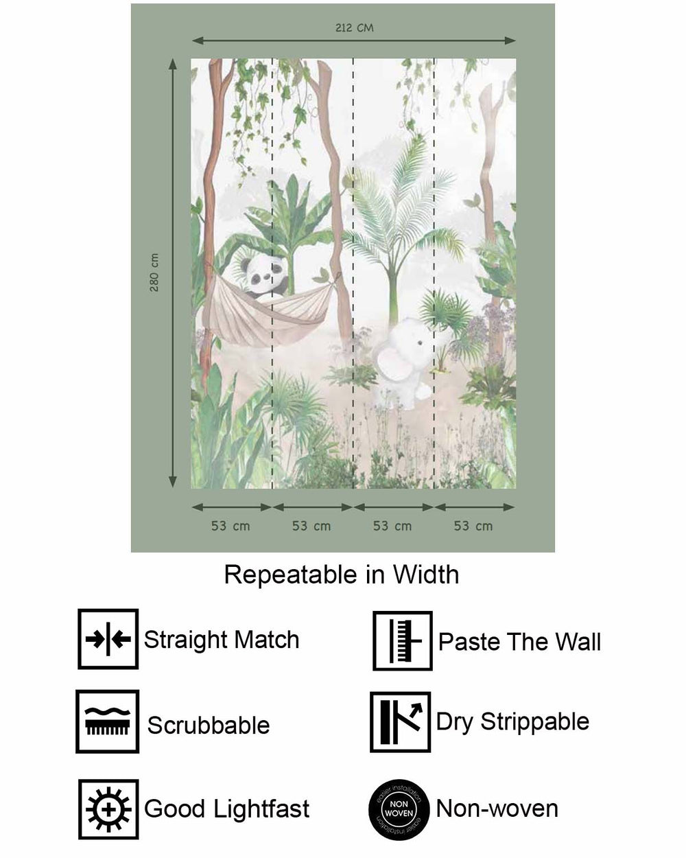 Mountain Fern Muted Tropical Rainforest Residential Mural RM9147