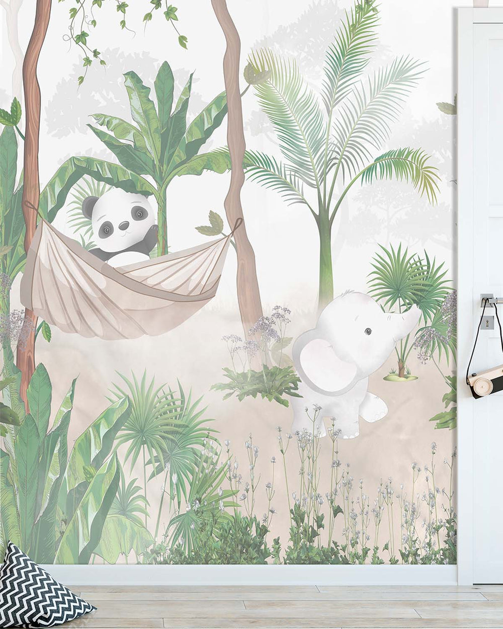 Mountain Fern Muted Tropical Rainforest Residential Mural RM9147