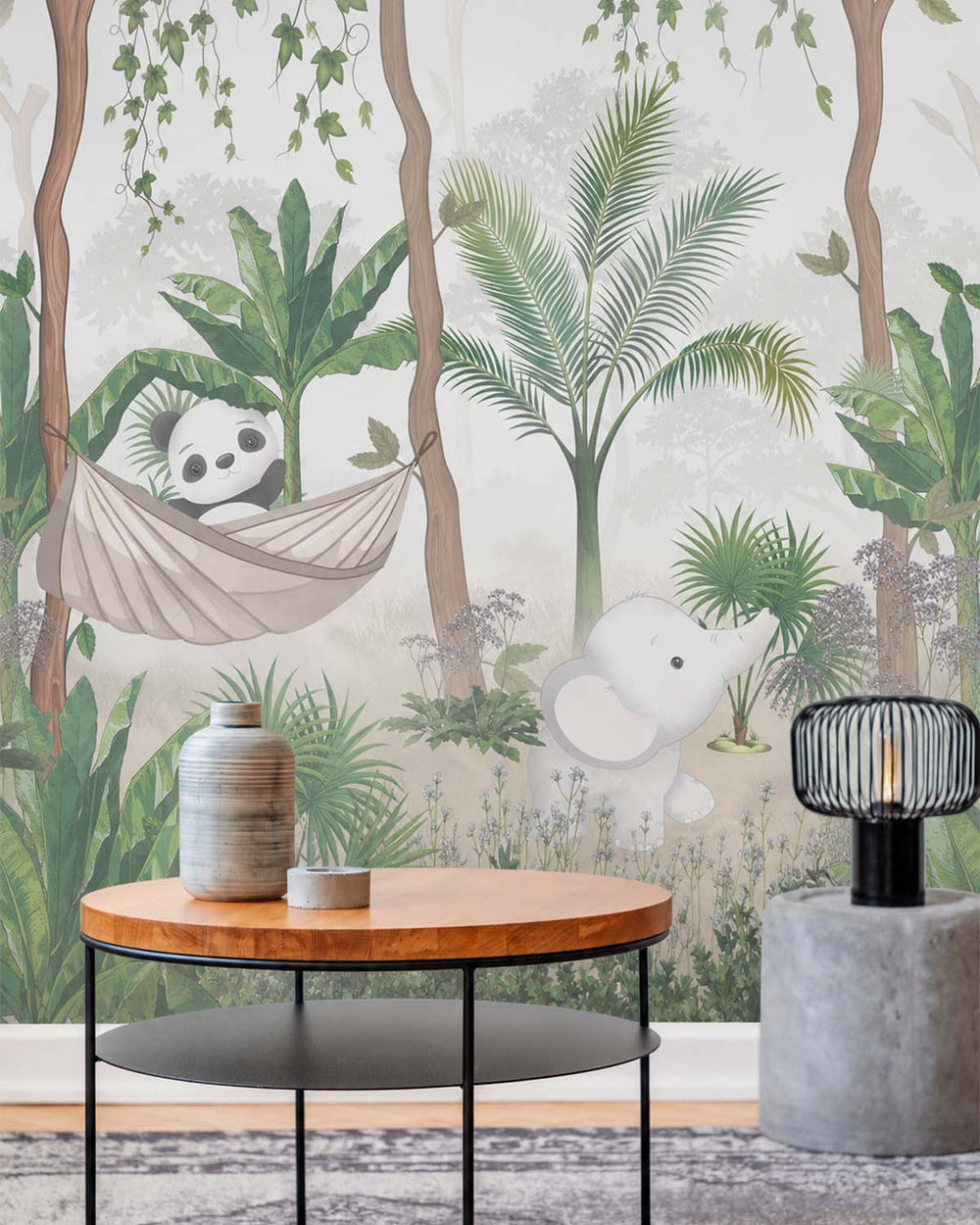 Mountain Fern Muted Tropical Rainforest Residential Mural RM9147
