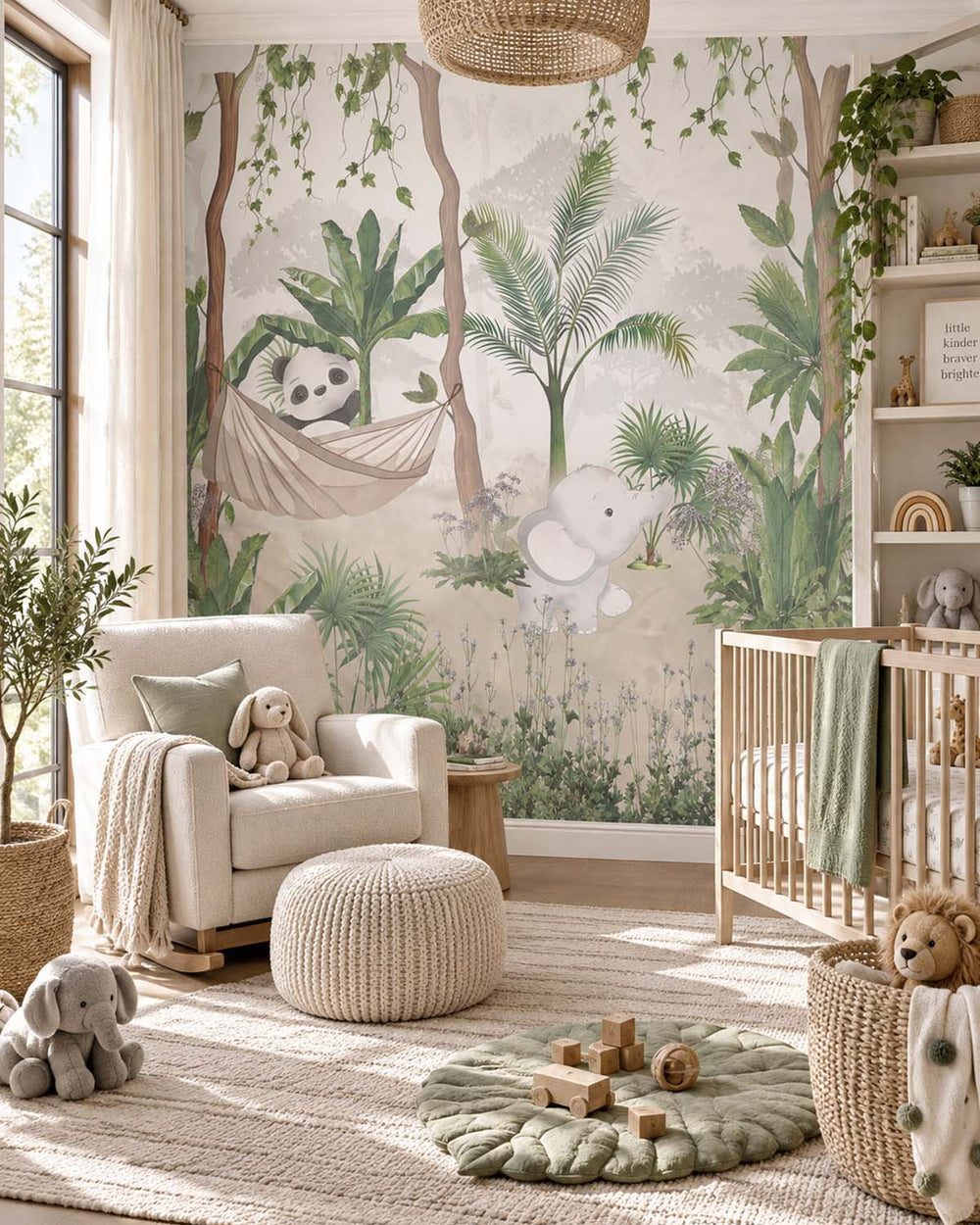 Mountain Fern Muted Tropical Rainforest Residential Mural RM9147