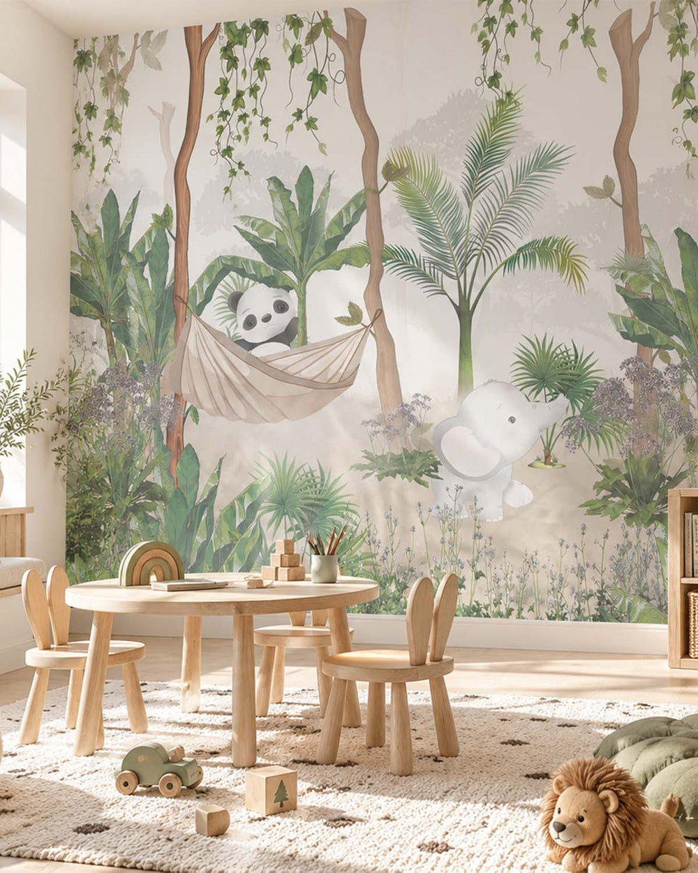 Mountain Fern Muted Tropical Rainforest Residential Mural RM9147