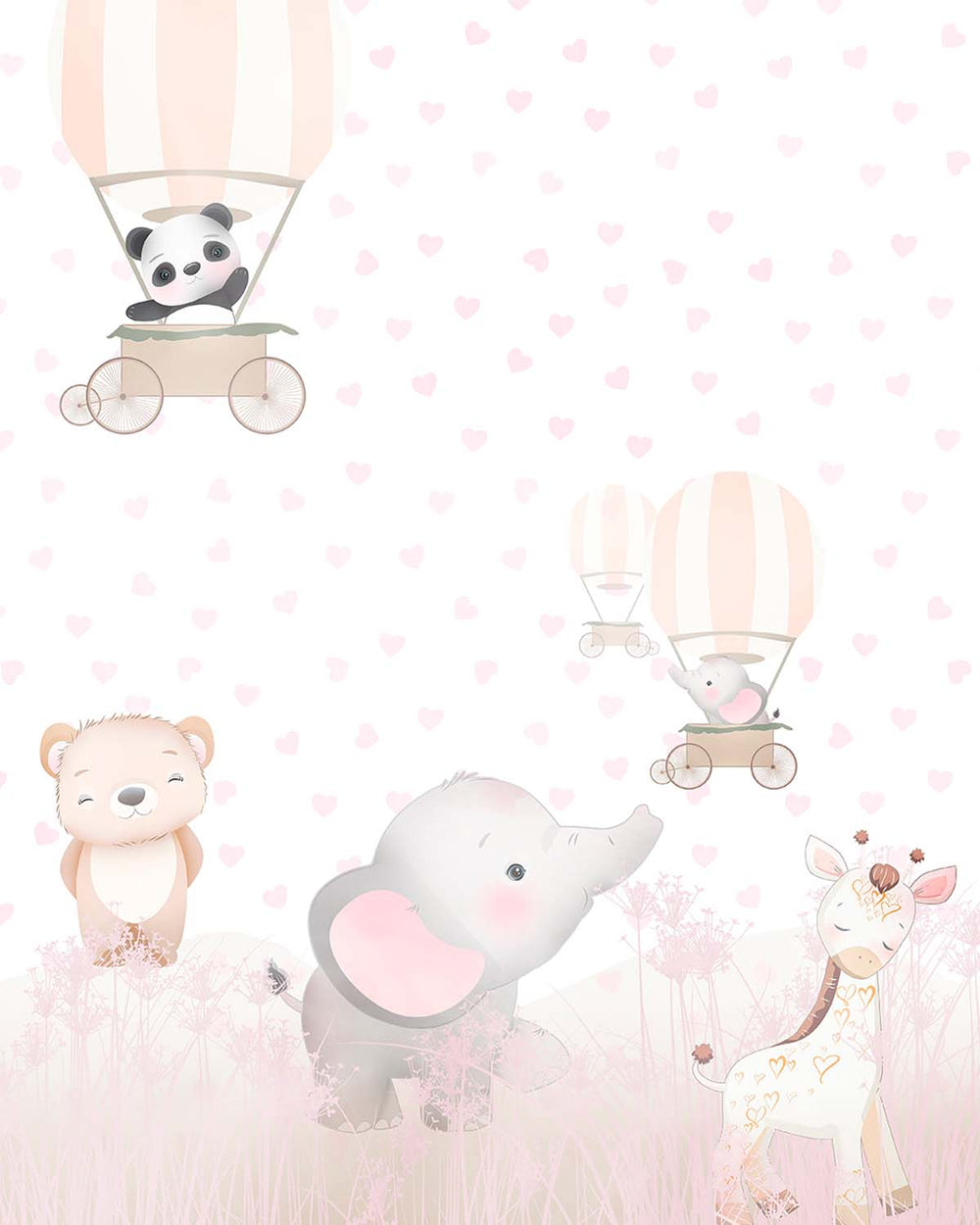 Amour Frais Dreamy Safari Animals & Hearts Residential Mural RM9151