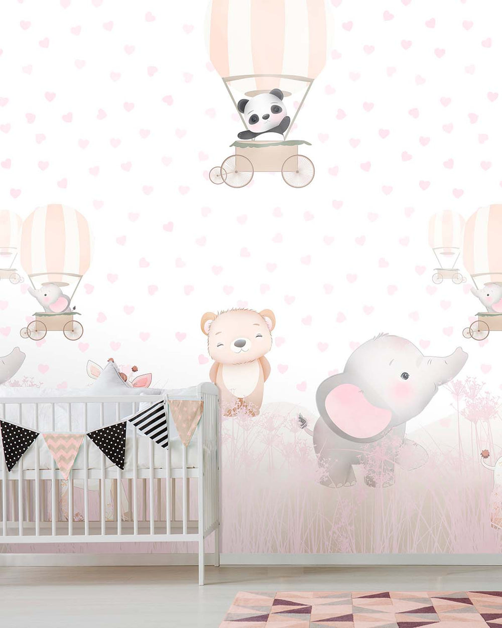 Amour Frais Dreamy Safari Animals & Hearts Residential Mural RM9151