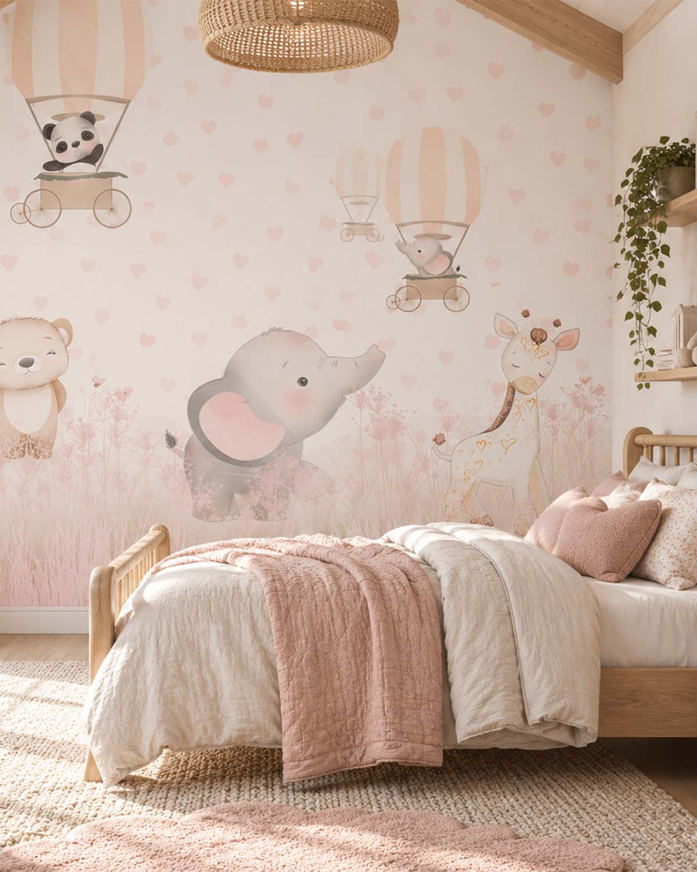 Amour Frais Dreamy Safari Animals & Hearts Residential Mural RM9151